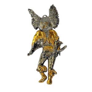 Rare signed mixed metal kachina Larry Kesselring bolo tie slide.